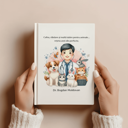 Cadouri pentru EL - Agendă personalizată albă nedatată - Nume și mesaj - Veterinar - M4
