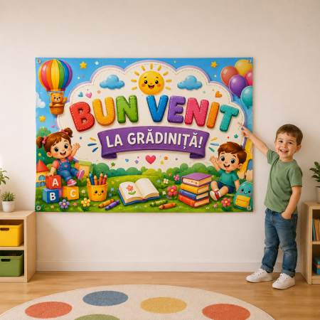 Bannere personalizate - Banner personalizat - Bun venit la grădiniță