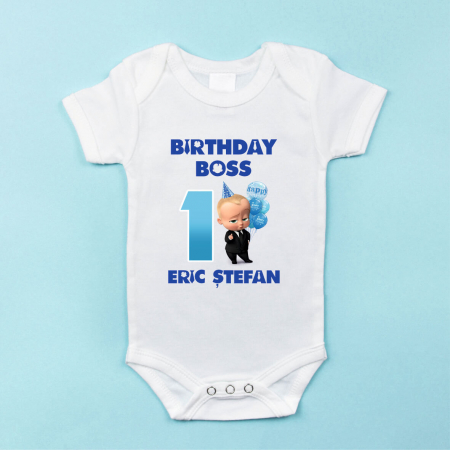 Body-uri personalizate băieți - Body personalizat Aniversare 1 an - Baby Boss