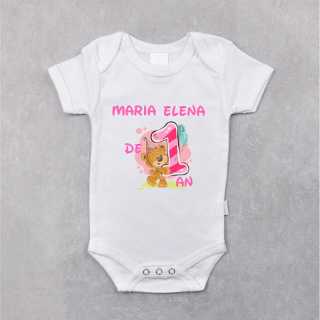 Body-uri personalizate fetițe - Body personalizat Aniversare 1 an - Nume (fetiță)