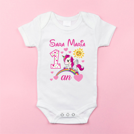 Body-uri personalizate fetițe - Body personalizat Aniversare 1 an - Ponei