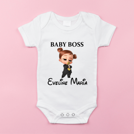 Cadouri pentru copii - Body personalizat Baby Boss - Nume (fetiță)