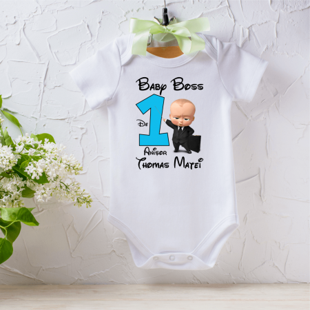 Body-uri personalizate băieți - Body personalizat Aniversare 1 an - Baby Boss - Model 2 - Băiețel