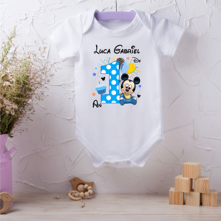 Body-uri aniversare 1 an - Body personalizat aniversare 1 an - Baby Mickey - Model 13
