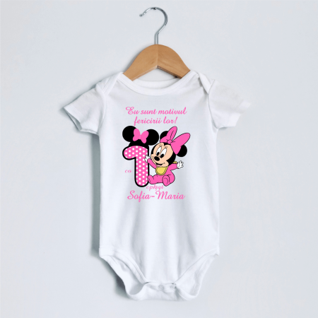 Body-uri aniversare 1 an - Body personalizat aniversare 1 an - Baby Minnie - Model 15