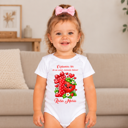 Body-uri aniversare 1 an - Body personalizat aniversare 1 an - Căpșunică