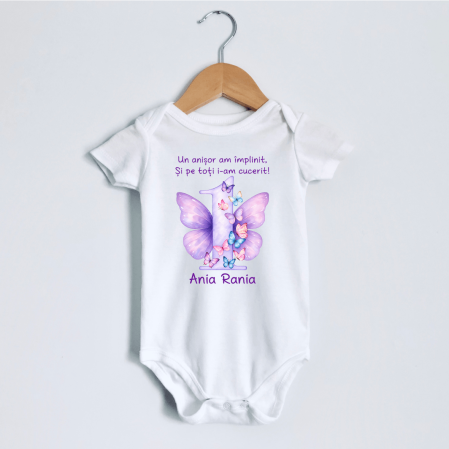 Body-uri aniversare 1 an - Body personalizat aniversare 1 an - Fluturași