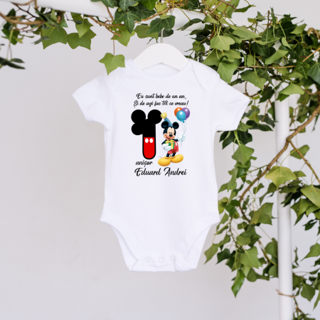 Body-uri aniversare 1 an - Body personalizat aniversare 1 an - Mickey - M10