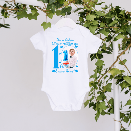 Tricouri personalizate Aniversare - Body personalizat aniversare 1 an - Poza - Model băiețel