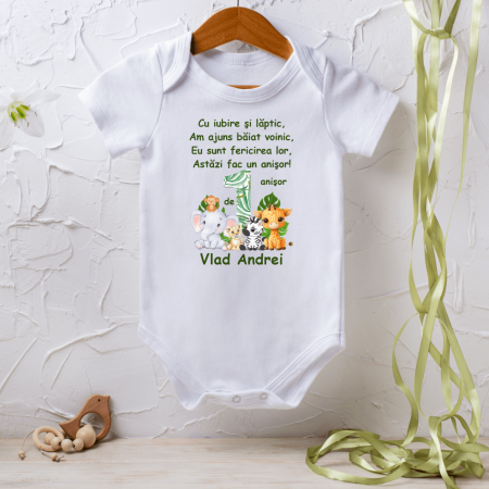Body-uri aniversare 1 an - Body personalizat aniversare 1 an - Safari - Model 10