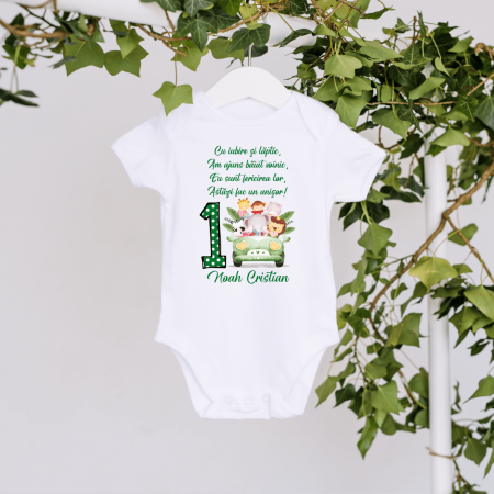 Body-uri personalizate băieți - Body personalizat aniversare 1 an - Safari - Model 7