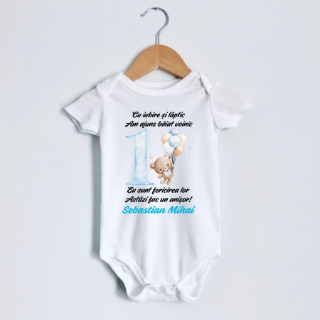 Evenimente - Body personalizat - Aniversare 1 an - Ursuleț - M10