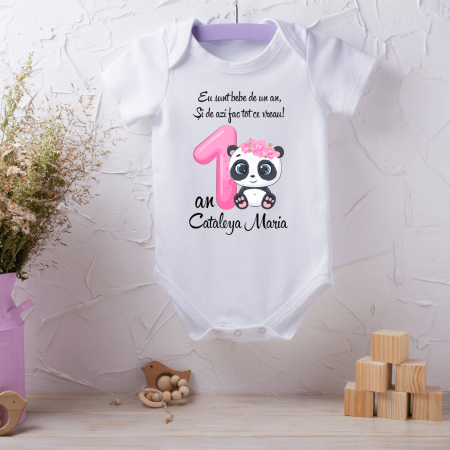 Body-uri aniversare 1 an - Body personalizat aniversare 1 an - Ursuleț panda