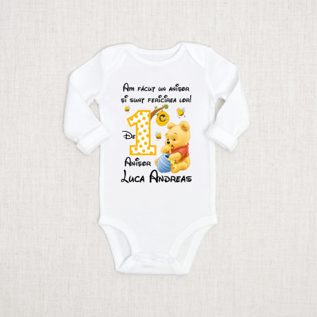 Body-uri personalizate fetițe - Body personalizat Aniversare 1 an - Winnie