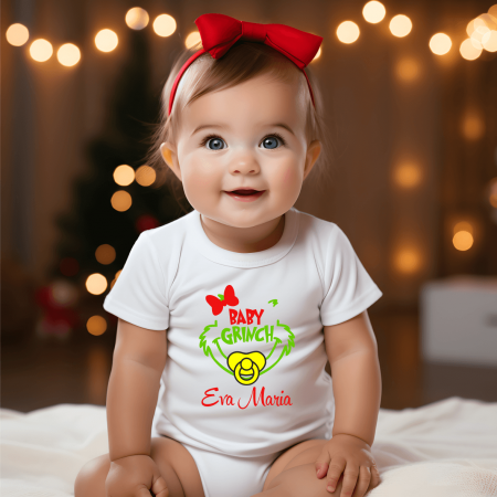 Body-uri bebe personalizate - Body personalizat - Crăciun - Baby Grinch - Model fetiță