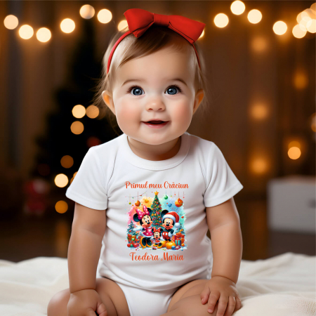 Cadouri de Sărbători - Body personalizat - Crăciun - Baby Minnie - Nume - M2