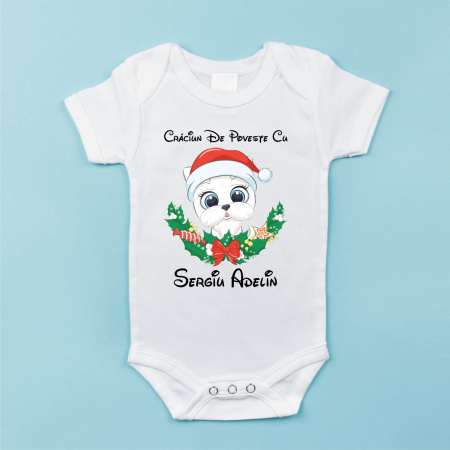 Body-uri bebe personalizate - Body personalizat - Crăciun de Poveste - Nume - Cățeluș