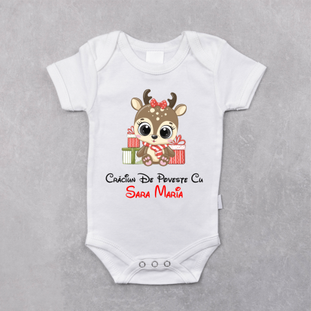 Body-uri bebe personalizate - Body personalizat - Crăciun de Poveste - Nume - Ren