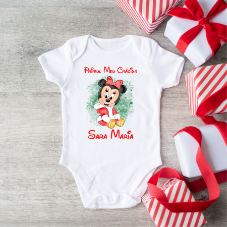 Body-uri bebe personalizate - Body personalizat - Crăciun - Minnie - Model 4