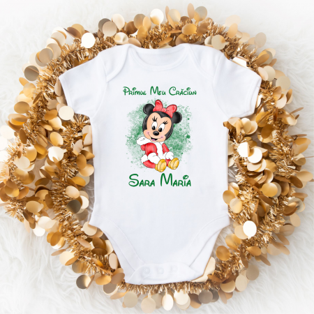 Body-uri bebe personalizate - Body personalizat - Crăciun - Minnie - Model 5