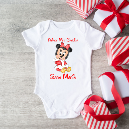 Body-uri bebe personalizate - Body personalizat - Crăciun - Minnie - Model 6