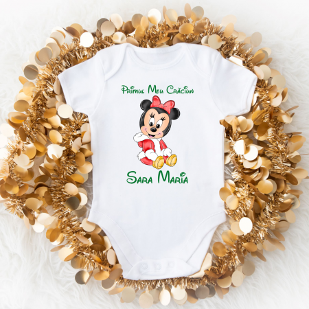 Body-uri bebe personalizate - Body personalizat - Crăciun - Minnie - Model 7