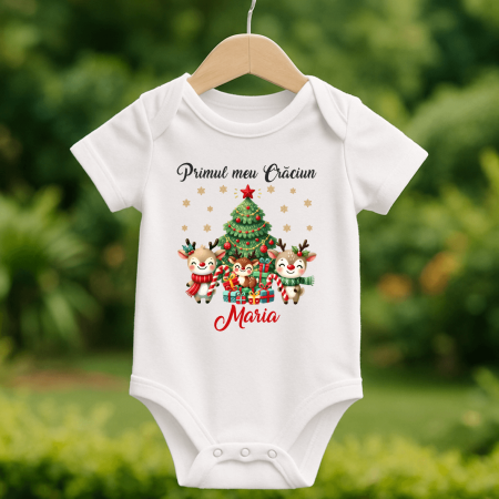 Crăciun - Body personalizat Crăciun - Primul meu Crăciun - Reni - Model 25