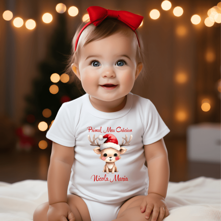 Body-uri bebe personalizate - Body personalizat - Crăciun - Ren - Model 12