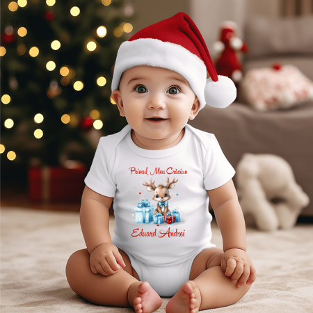 Body-uri bebe personalizate - Body personalizat - Crăciun - Ren - Model 9