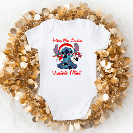 Body-uri bebe personalizate - Body personalizat - Crăciun - Stitch - Model 2
