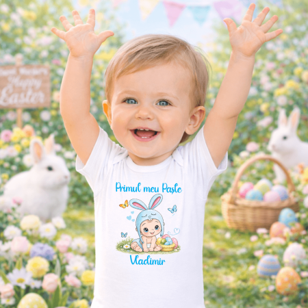Body-uri personalizate Paște - Body personalizat cu nume - Primul meu Paște - Model băiat