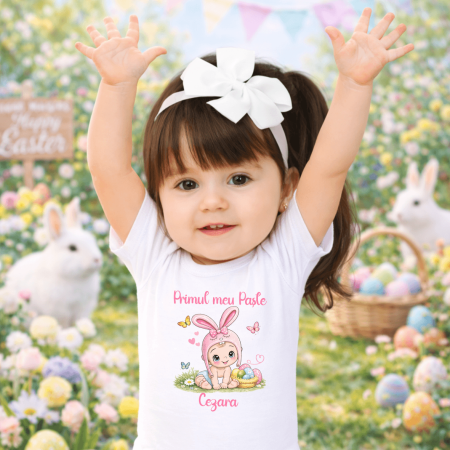 Body-uri personalizate Paște - Body personalizat cu nume - Primul meu Paște - Model fetiță