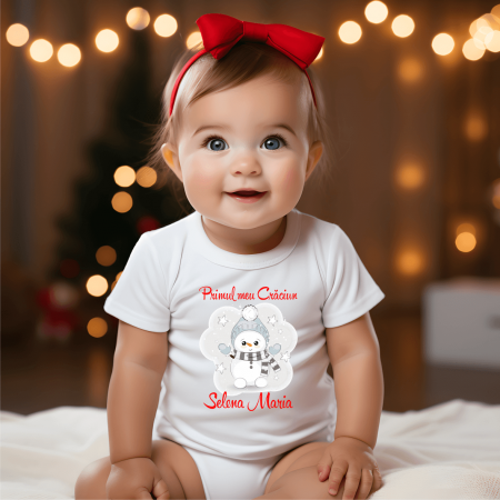 Body-uri bebe personalizate - Body personalizat pentru Crăciun - Omuleț de zăpadă