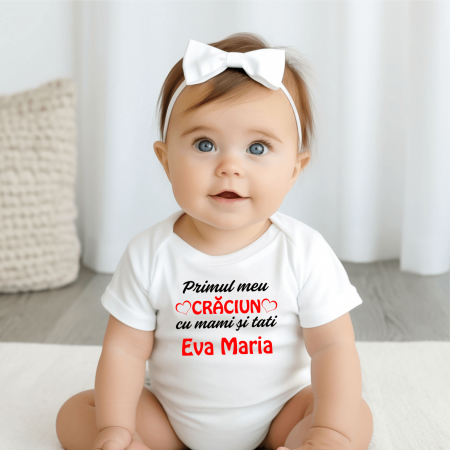Body-uri bebe personalizate - Body personalizat - Primul meu Crăciun cu mami și tati - M2