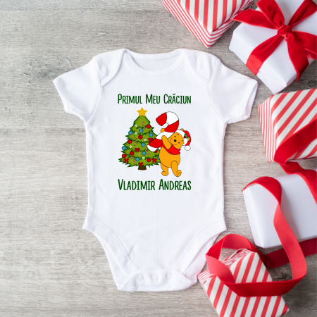 Body-uri bebe personalizate - Body personalizat - Primul meu Crăciun - Winnie the Pooh - Model 2