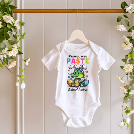 Body-uri personalizate Paște - Body personalizat - Primul meu Paște - Dinozaur - Model băiat