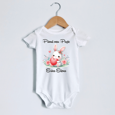 Body-uri personalizate Paște - Body personalizat - Primul meu Paște - Iepuraș - M35