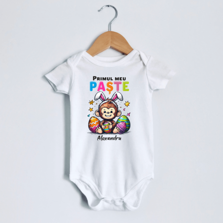 Body-uri personalizate Paște - Body personalizat - Primul meu Paște - Maimuță - Model băiat