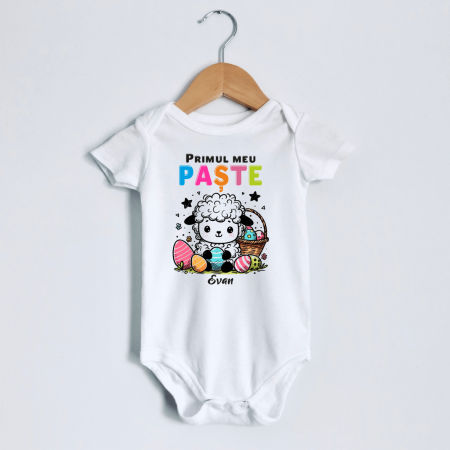 Body-uri personalizate Paște - Body personalizat - Primul meu Paște - Oiță - Model băiat - M2
