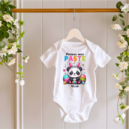 Body-uri personalizate Paște - Body personalizat - Primul meu Paște - Panda - Model fetiță