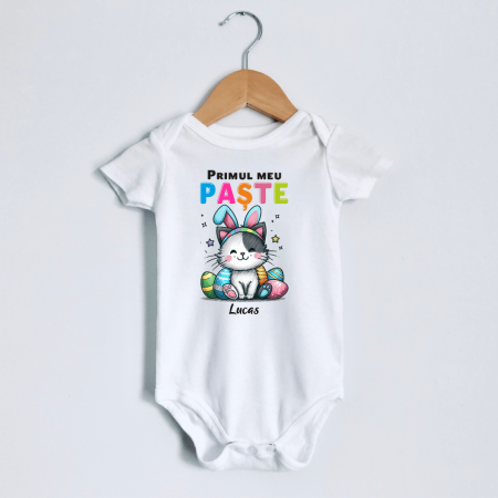 Body-uri personalizate Paște - Body personalizat - Primul meu Paște - Pisica - Model băiat