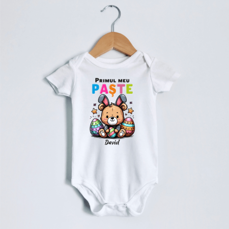 Body-uri personalizate Paște - Body personalizat - Primul meu Paște - Ursuleț - Model băiat - M2