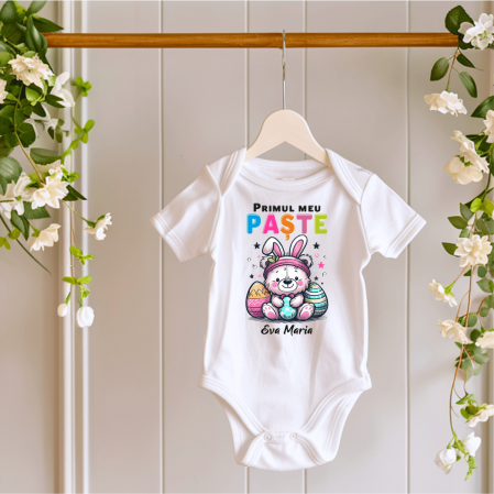 Body-uri personalizate Paște - Body personalizat - Primul meu Paște - Ursuleț - Model fetiță