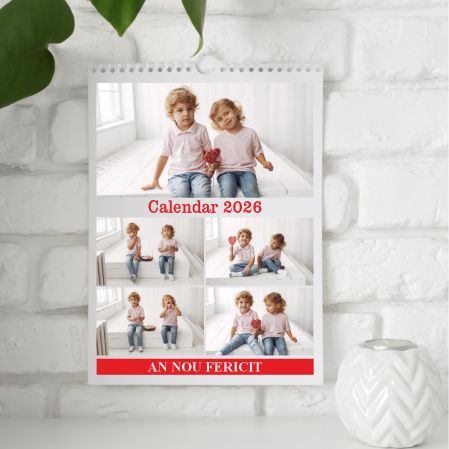 Calendare personalizate - Calendar de perete personalizat cu 5 poze și text - M2