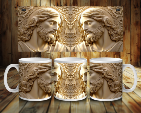 Cadouri creștine - Cană albă personalizată – Chipul Mântuitorului