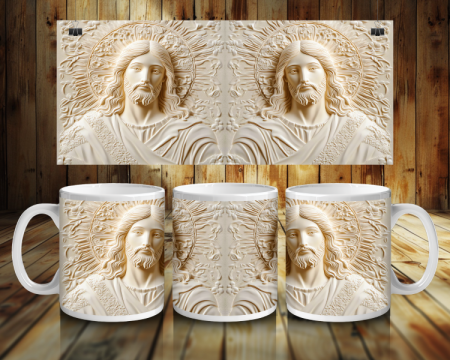 Cadouri creștine - Cană albă personalizată - Lumina Eternă – Isus Mântuitorul