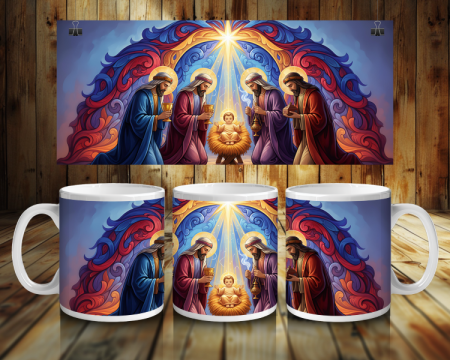 Cadouri creștine - Cană albă personalizată - Nașterea Domnului – Lumina Betleemului