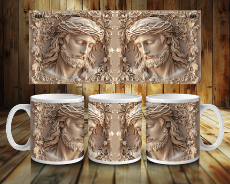 Cadouri creștine - Cană albă personalizată - Sacrificiul Divin – Hristos Regele