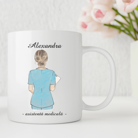 Cani albe - Cană personalizată - asistentă medicală - nume