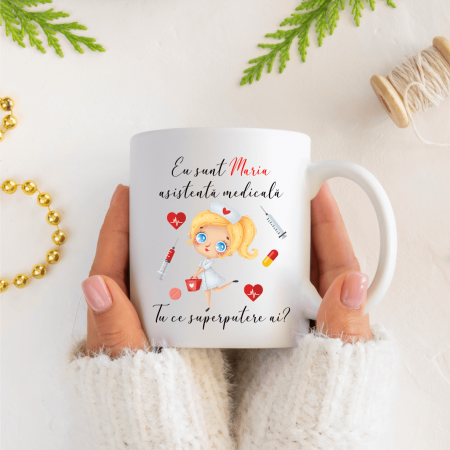 Căni personalizate - Cană personalizată - Asistentă medicală - Superputere